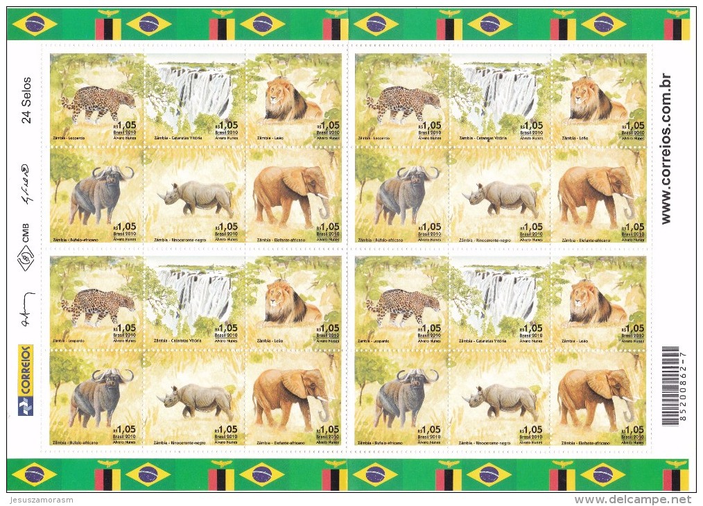 Brasil Nº 3127 Al 3132 En Pliego De 4 Series Doblados Por La Mitad - Neufs