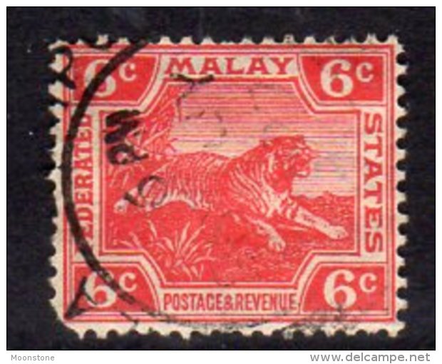 Malaya FMS GV 1922-34 6c Scarlet Leaping Tiger, Used (SG 64) - Federated Malay States