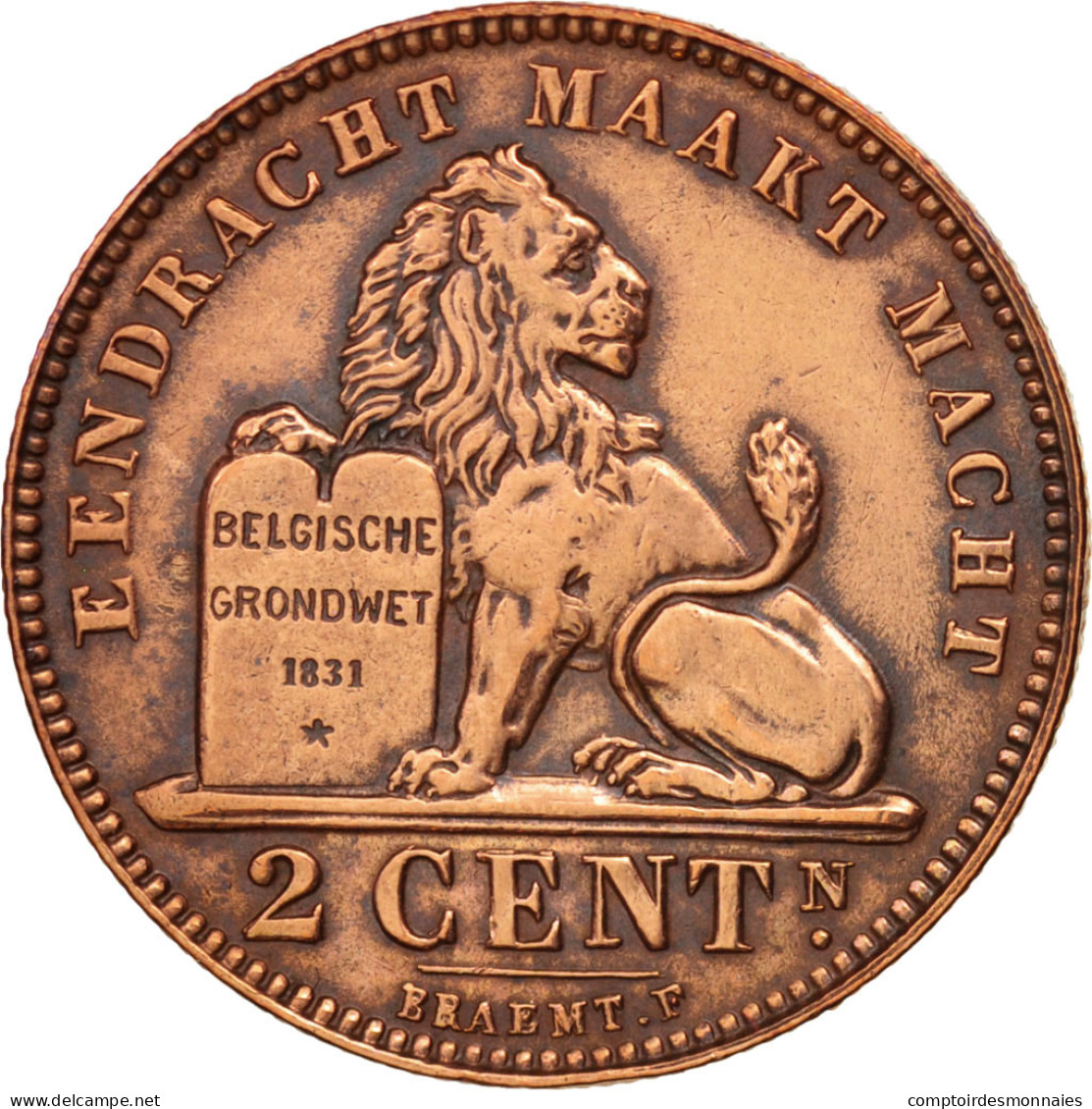 Monnaie, Belgique, 2 Centimes, 1909, TTB+, Cuivre, KM:36 - 2 Cents