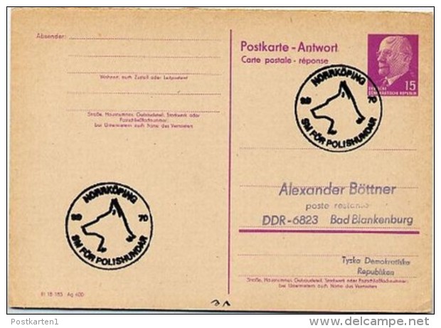 POLICE DOG NORRKÖPING  1970  On East German Postal Card P 74 A - Sonstige & Ohne Zuordnung