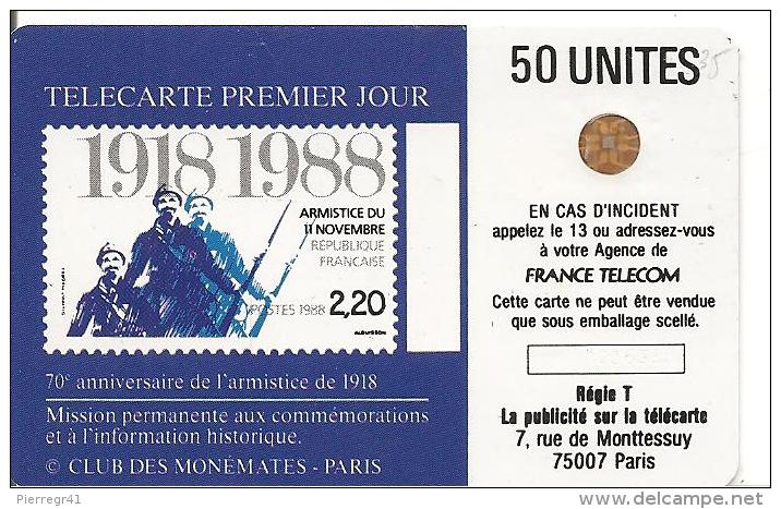 CARTE°-PUBLIC-F35-50U-SC3-1988-ANCIENS COMBATTANTS-N° 07189-UTILISE-TBE-LUXE - 1988