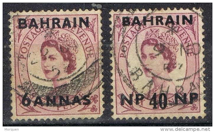 Sellos  6 Annas Y 40 NP, Sobrecargados BAHREIN (pritectorado Ingles) Yvert Num 83 - 104 º - Bahrein (...-1965)