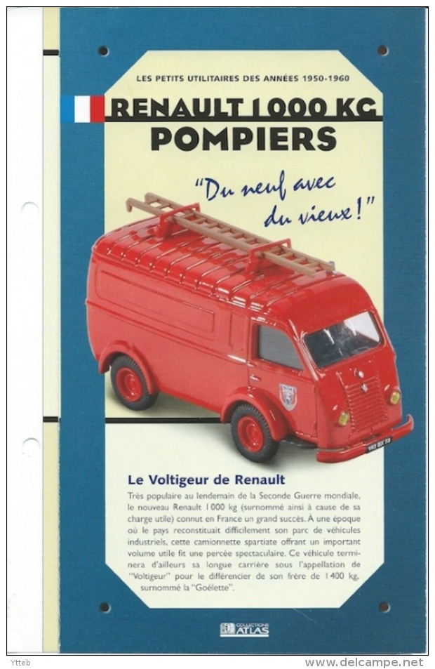 Modèle Réduit Métal + Fiche Technique - RENAULT 1000 KG - Eligor - 1/43 - Pompiers - Eligor