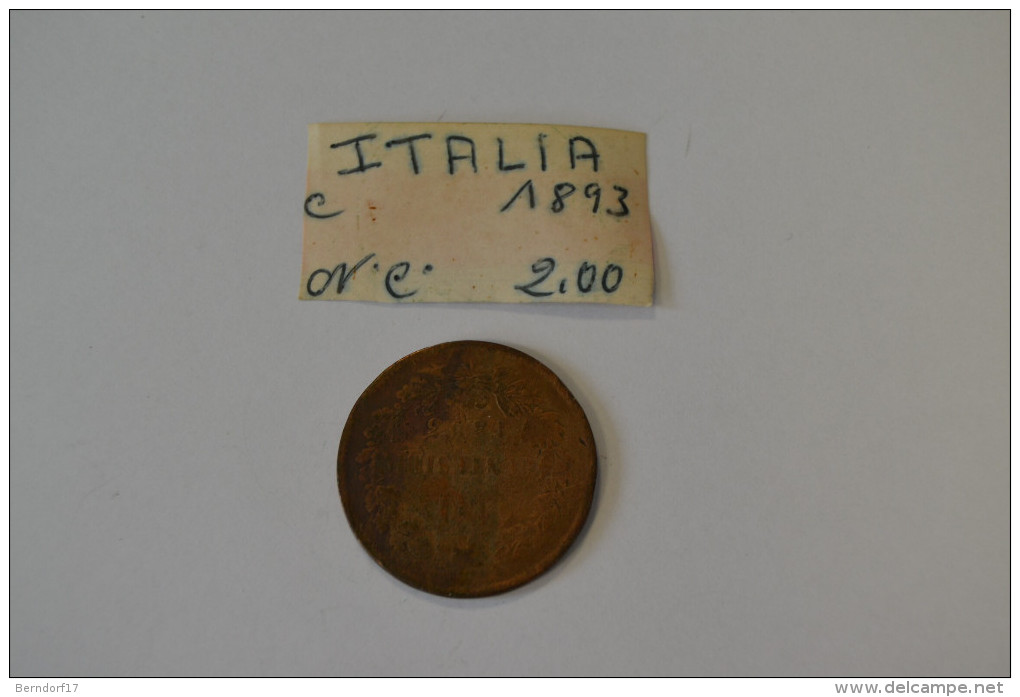 Italia Cent. 10 1893 Rame - 1878-1900 : Umberto I.