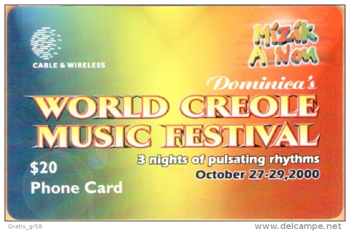 Dominica - DOM-10c, C&W, Dominica's World Creole Music Festival, 20 EC$, Used As Scan - Dominica