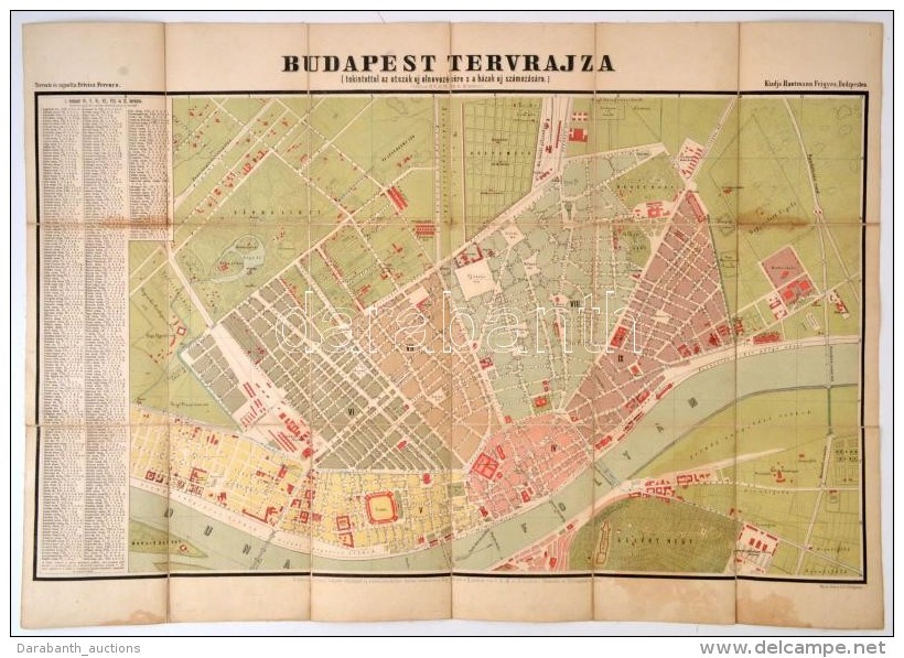 1883 Budapest FÅ‘város Tervrajza Rajzolta Frivisz Ferenc Tekintettel Az Utcák új... - Other & Unclassified