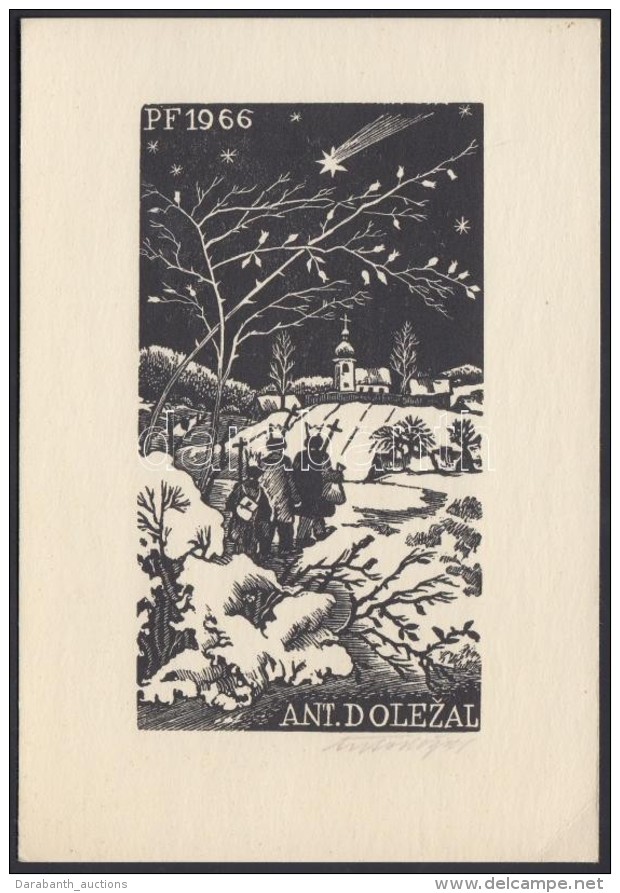 Antonín DoleÅ¾al (1900-1968): Ex Libris DoleÅ¾al. Fametszet, Papír, Jelzett,  11&times;6 Cm - Autres & Non Classés