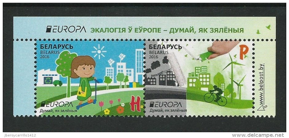 BIELORRUSIA/ BELARUS/ WEISSRUSSLAND - EUROPA 2016 -TEMA " EL PENSAMIENTO VERDE - THINK GREEN".-SERIE De La HOJITA BLOQUE - 2016