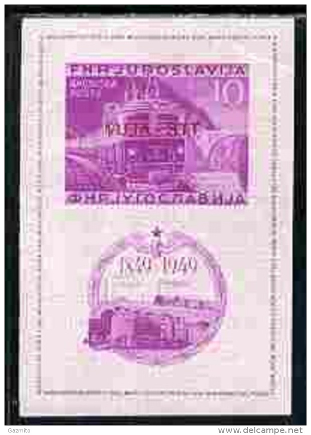 Yugoslavia -Trieste B 1950, 100th Railway, Overp. VUJA STT BF IMPERFORATED - Neufs