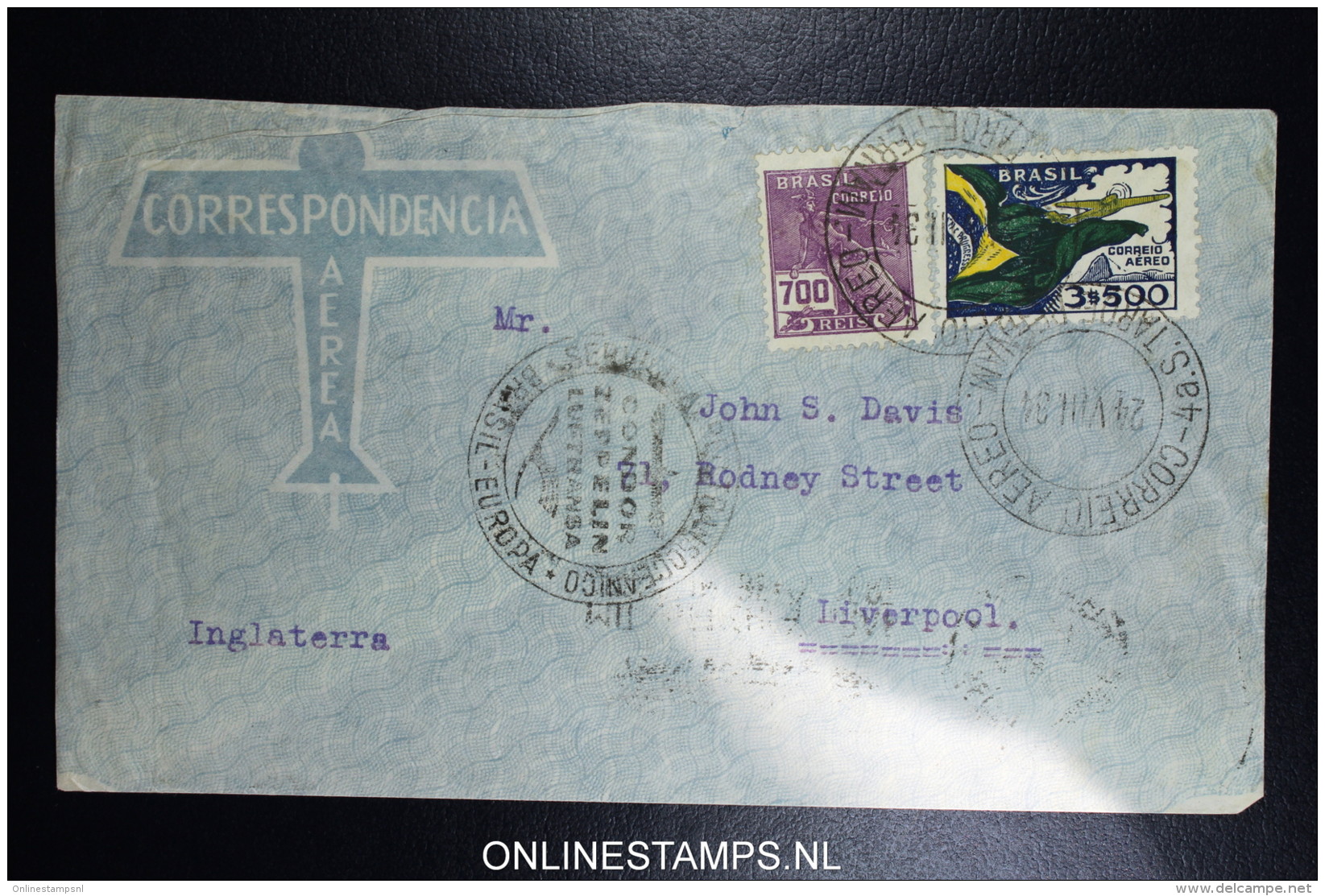 Graf Zeppelin 6. Sudamerikafahrt Sieger 269 A   Cover   Recife  To Liverpool UK - Luftpost