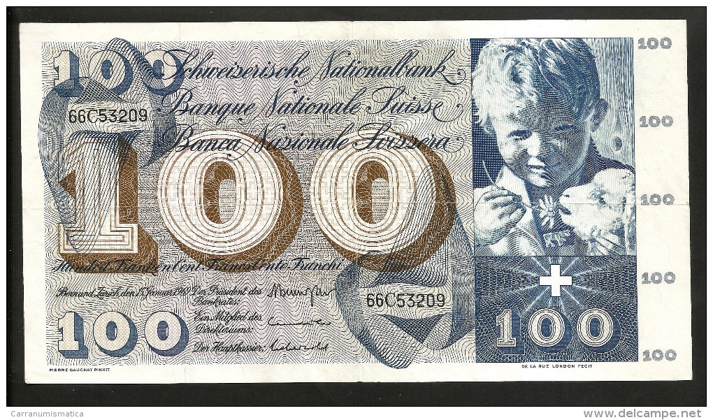 [CC] SVIZZERA / SUISSE / SWITZERLAND - NATIONAL BANK - 100 FRANCS / FRANKEN (1969) SAINT MARTIN - Suiza