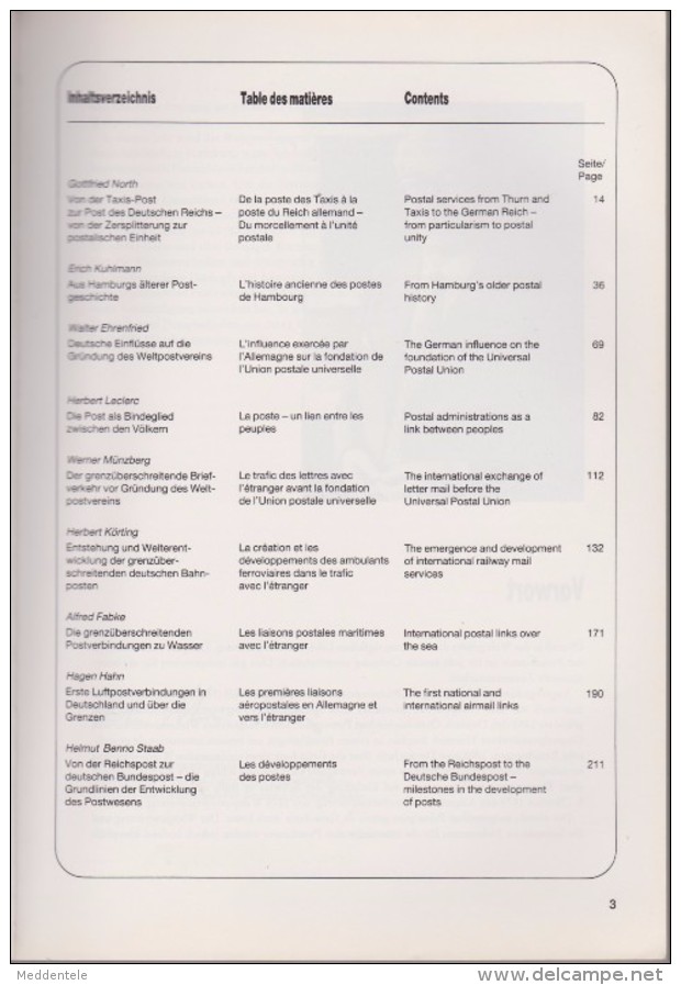 ARCHIV FÜR DEUTSCHE POSTGESCHICHTE1984 Congres UPU 230 Pages Index Of Subjects - Filatelie En Postgeschiedenis