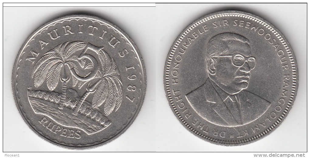 **** ILE MAURICE - MAURITIUS - 5 RUPEES 1987 **** EN ACHAT IMMEDIAT !!! - Maurice