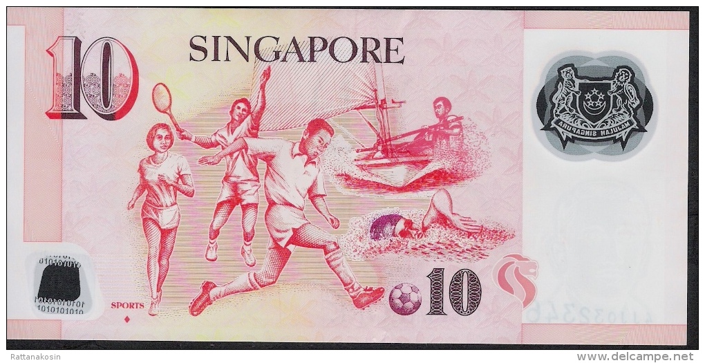 SINGAPORE P48f  10  DOLLARS 2012 #4JJ     XF-AU - Singapore