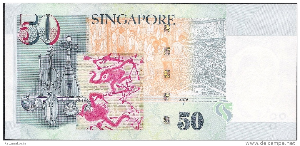 SINGAPORE P49h  50  DOLLARS  2015 #5DB       XF-AU - Singapore