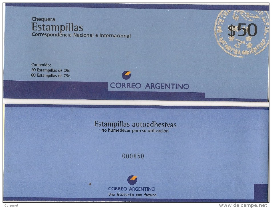 ARGENTINA - POST OFFICE LOGO - 1995 CARNET - BOOKLET - $ 50 -Jalil # 2703 (4)- 20 X 0,25 + 60 X 0,75 - CV USD 320 - Booklets