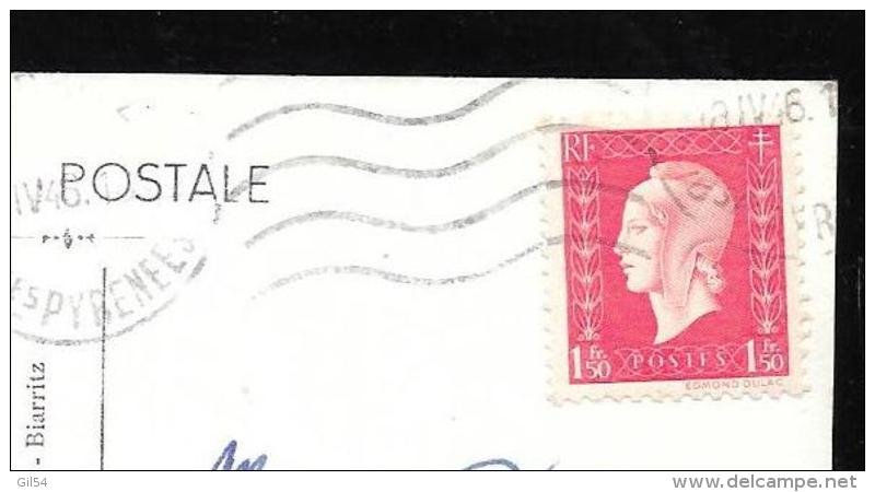 Cpa De Biarritz Affranchie En Avril 1946 Par Yvert N°691 (1,50 FR MARIANNE DE DULAC ) - Pma2210 - 1944-45 Marianne Of Dulac