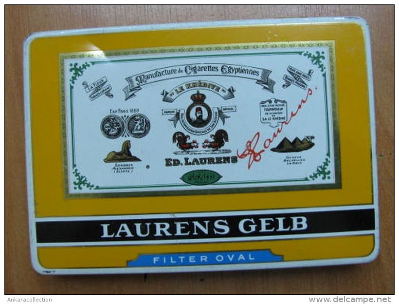 AC - LAURENS GELB # 2 MANUFACTURE DE CIGARETTES EGYPTIENNES EMPTY TIN BOX - Contenitori Di Tabacco (vuoti)