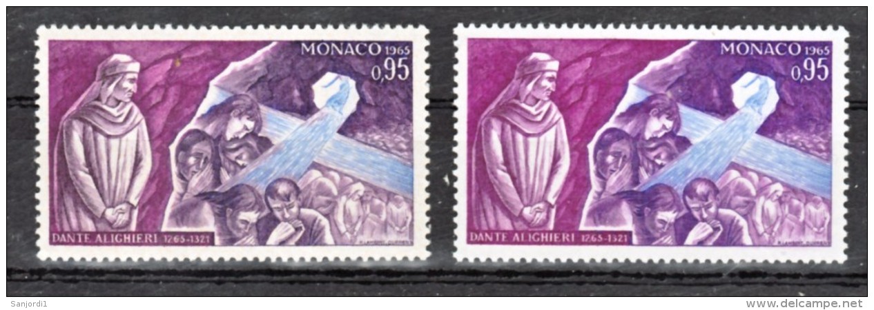 Monaco  686 Variété Lilas Sombre Et Lilas Rose Dante  Neuf ** TB  MNH Sin Charnela - Abarten