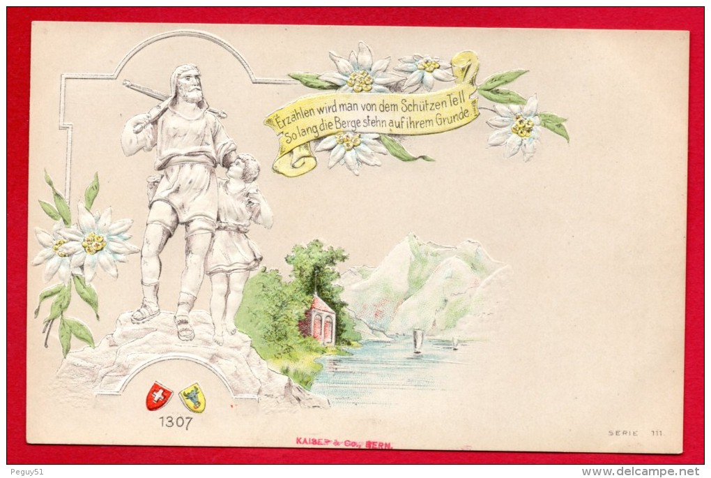 Suisse. Altdorf. ((Uri). Guillaume Tell Et Son Fils Walter. Chapelle Et Lac Des 4 Cantons En Relief. Ca 1900 - Altdorf