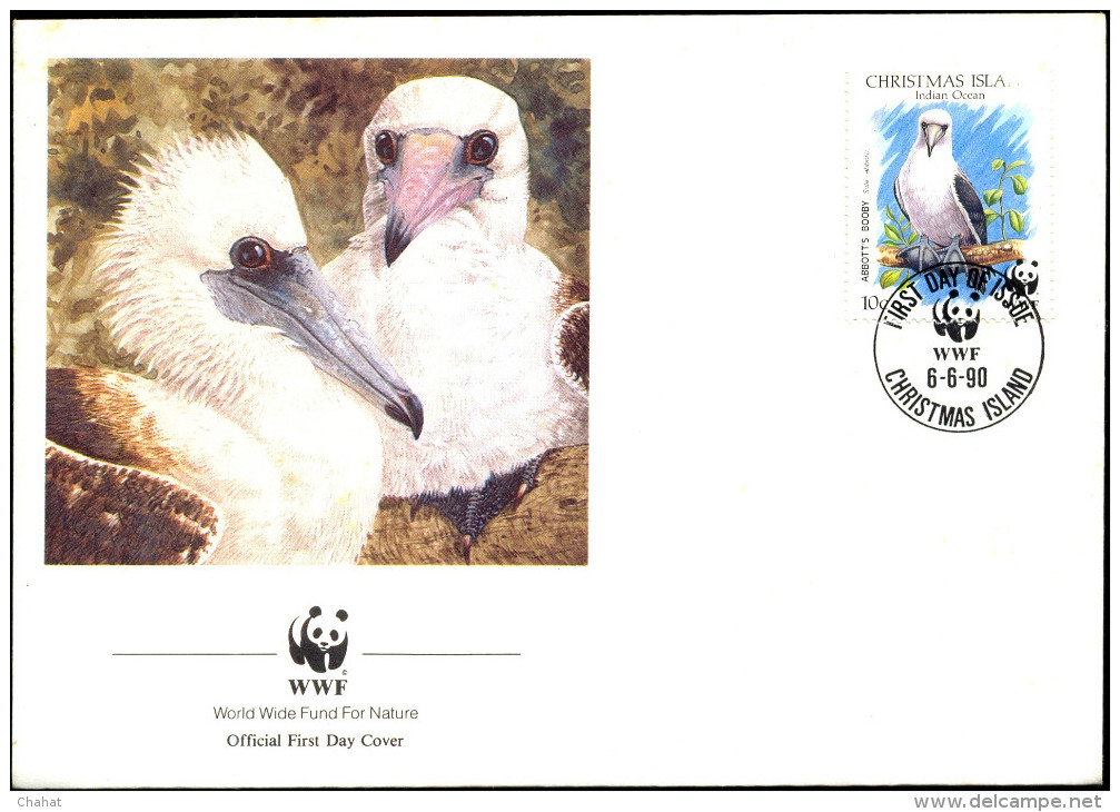 MARINE BIRDS-WWF-ABBOTT´S BOOBY-CHRISTMAS ISLANDS-FDC-1990-BX1-345 - Storia Postale