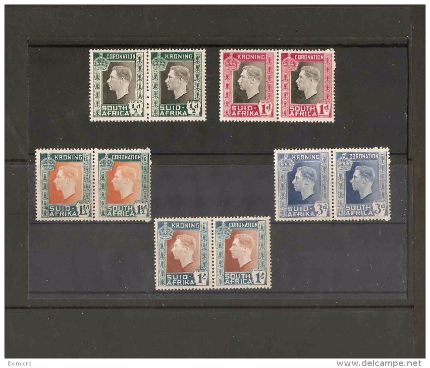 SOUTH AFRICA 1937 CORONATION SET INCLUDING "MOUSE FLAW" VARIETY SG 71/75 LIGHTLY MOUNTED MINT Minimum Cat £18 - Unused Stamps