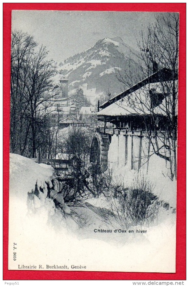 Suisse. Château D' Oex En Hiver. Eglise Et Moulin à Eau. Ca 1900 - Château-d'Œx