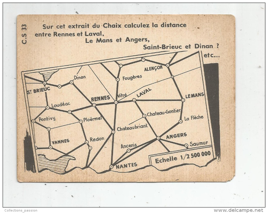 Fiche Cartonnée , Studia , école , C.S 33 , Extrait Du CHAIX , RENNES - LAVAL-LE MANS- ANGERS-SAINT BRIEUC- DINAN - Other & Unclassified