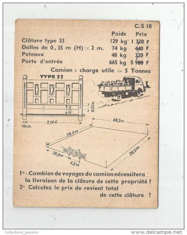 Fiche Cartonnée , Studia , école , C.S 18 , Camion - Autres & Non Classés