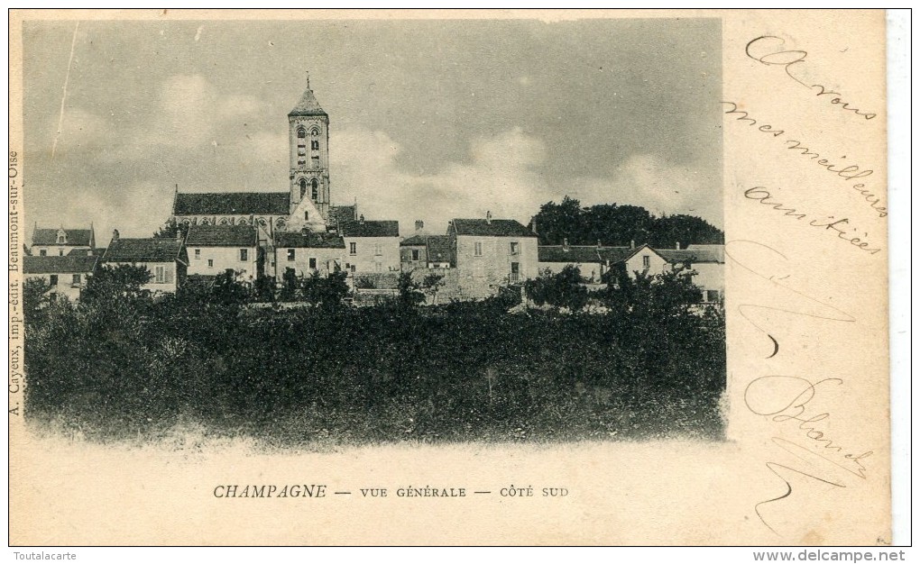 CPA 95 CHAMPAGNE VUE GENERALE COTE SUD 1904 - Champagne Sur Oise