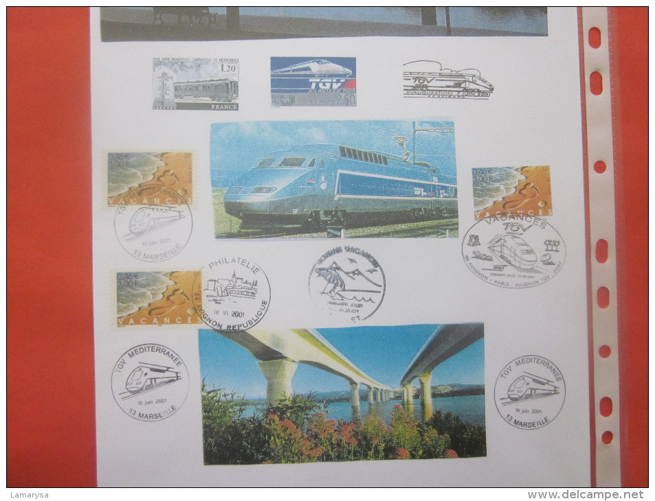 THEME:TRAIN A GRANDE VITESSE TGV TRANSPORTS CHEMIN DE FER FRANCAIS MARSEILLE  TGV TRAIN VELO  BLOC FEUILLET 2 TIMBRES - Used