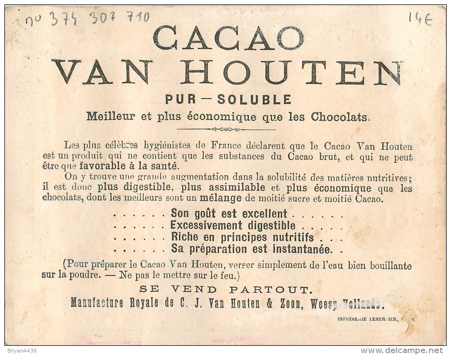 ALBERT GUILLAUME - ILLUSTRATEUR - RARE CARTE ILLUSTRATION  PUB - CACAO VAN HOUTEN - FORMAT PROCHE CPA (11 X 14 Cm). - Guillaume