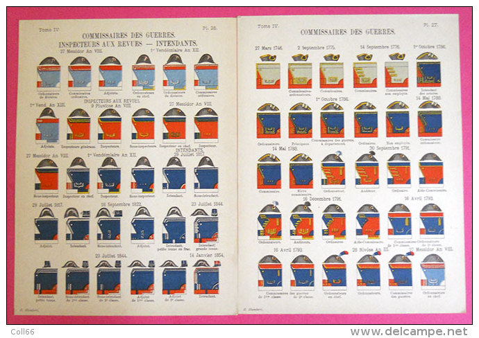 9 Magnifiques Planches Couleur Uniformes Révolution Empire Dessins Docteur Lienhart De Lille Avec Parements Et Coiffes - Uniforms