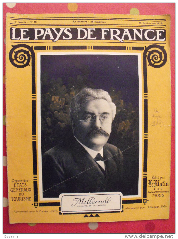 Revue Le Pays De France N° 48. 16 Septembre 1915 Guerre Ministre Millerand Nombreuses Photos - War 1914-18