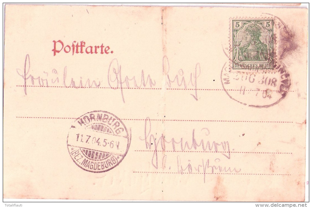 PEINE Gröpern Samenhandlung Otto Stöter Carl Hundt Schäfte & Schuh Fabrik TÜLLMANNS Hotel Bahnpost ZUG 308 11.7.1904 - Peine