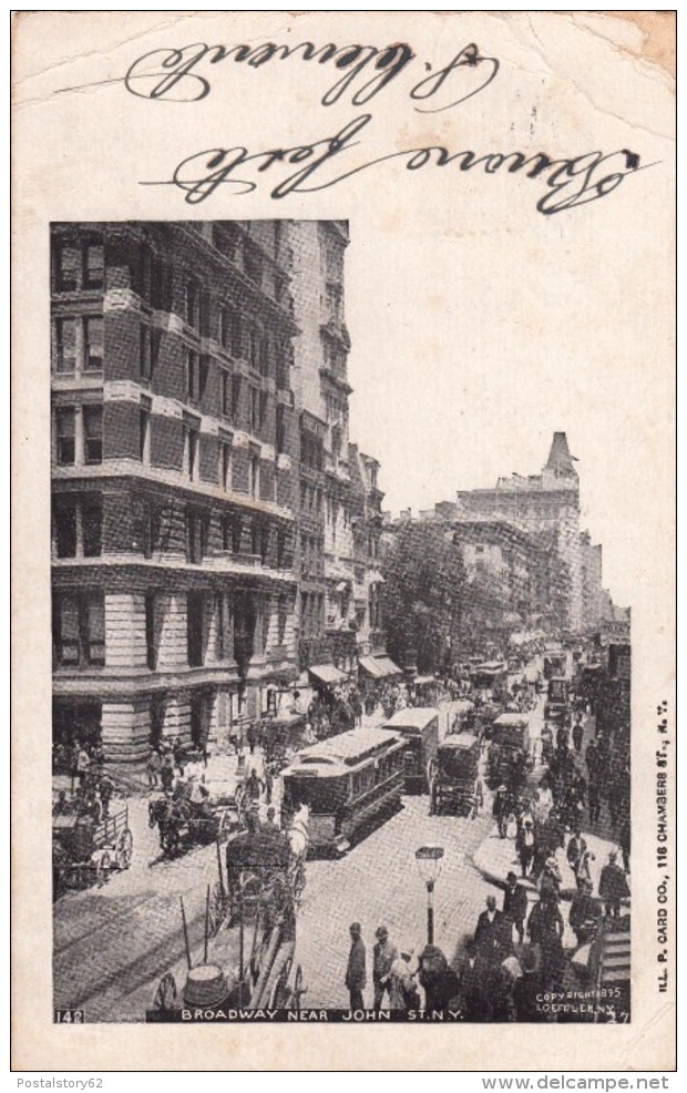 Broadway, Post Card To Italy 1900. Piega In Alto A Dx - Broadway