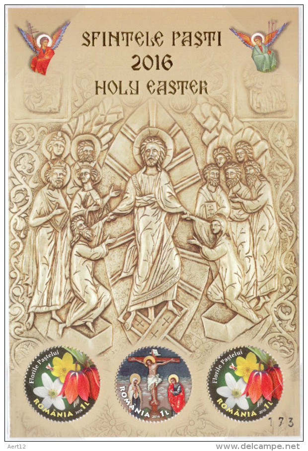 ROMANIA, 2016, HOLY EASTER, Religion, Painting, Flowers, Special Stamp In Philatelic Album + FDC, MNH (**), LPMP 2098b - Nuovi