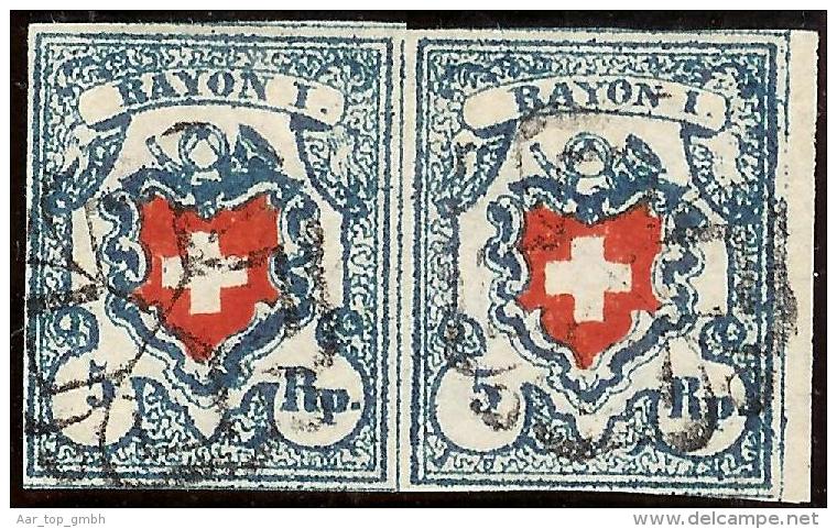 Schweiz RAYON I H.b. Typ15/16 Stein B2 RO ZH-Rosette - 1843-1852 Federale & Kantonnale Postzegels