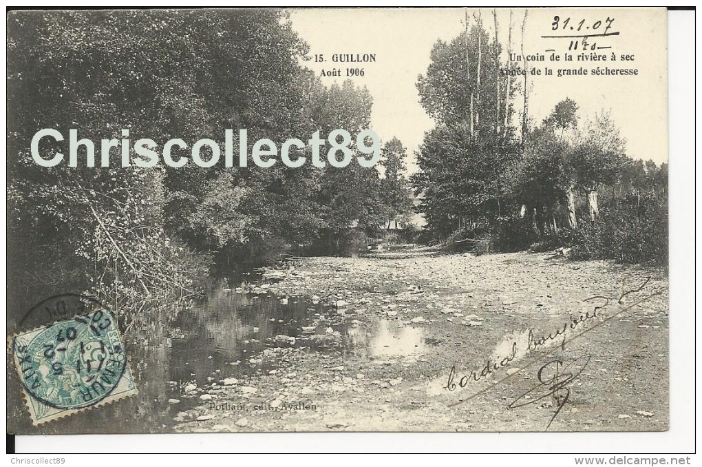 Carte Postale : Guillon - Août 1906 - Un Coin De La Rivière A Sec - Année De La Grande Sécheresse - Guillon