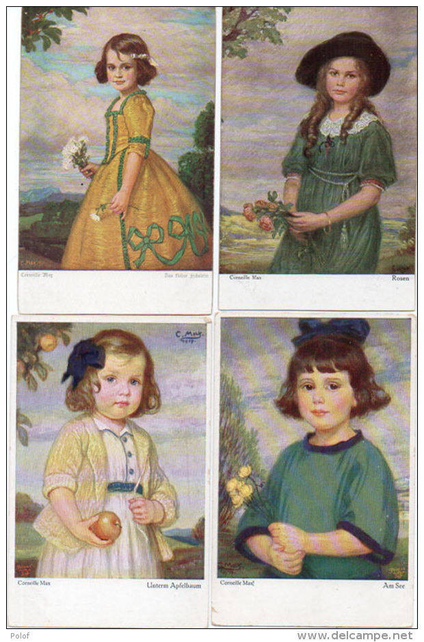 CORNEILLE MAX - 4 CPA - Enfants - Rosen - Das Fleine Dtäulein - Unterm Arfelbaum (87004) - Corneille, Max