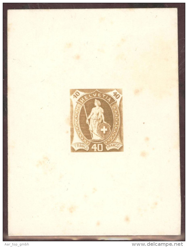 Schweiz Stehende Helvetia 1904 Essais 40Rp. Olivbraun TypIIHB PD76.2.04b (Probedruck) - Ungebraucht