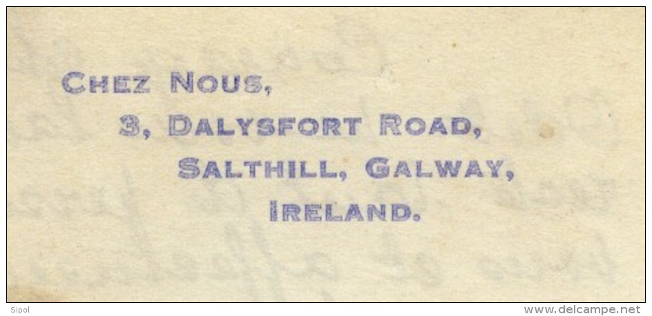 Lettre à Entête  Chez Nous , 3 Dalysfort Road Salthill Galway Ireland Années 1930 Env BE - Royaume-Uni