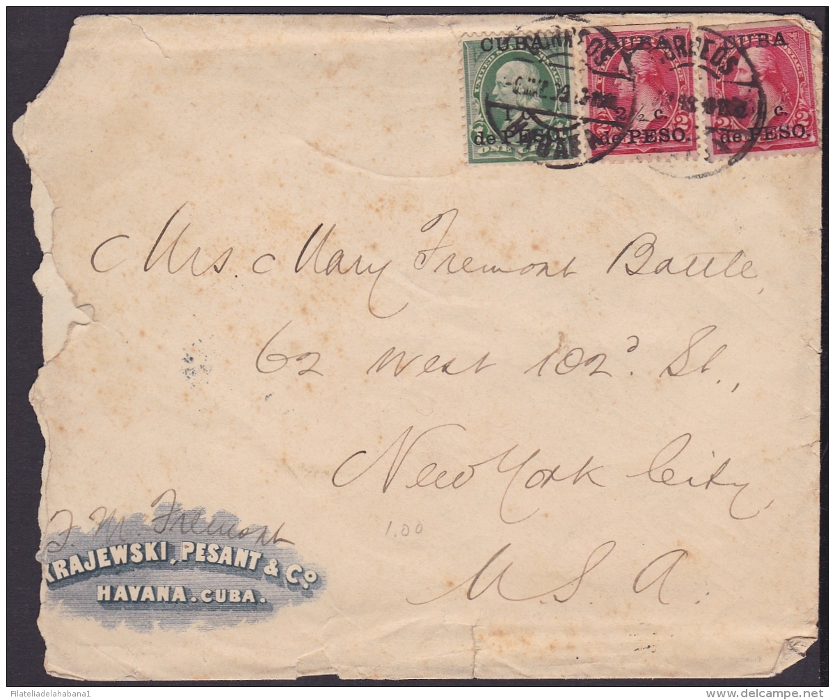 1899-H-189 CUBA US OCCUPATION. 1899. SOBRE COMERCIAL DE LA HABANA TO US - Lettres & Documents