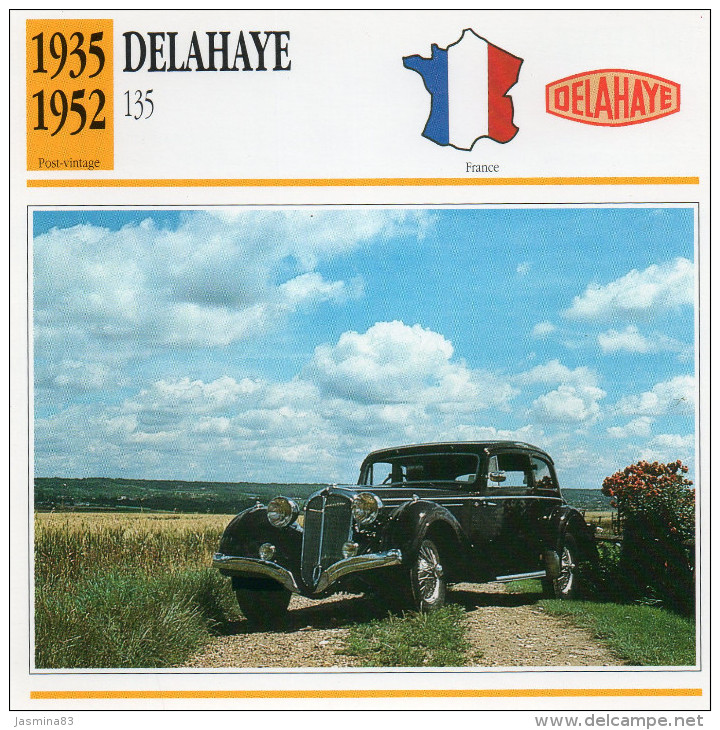 Delahaye 135 1935-1952 (derrière Il Y A Un Texte Sur Les Caracteristiques De La Voiture) - Coches