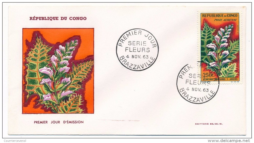 CONGO => 2 Env. FDC => Série Fleurs - 9 Aout 1963 - FDC