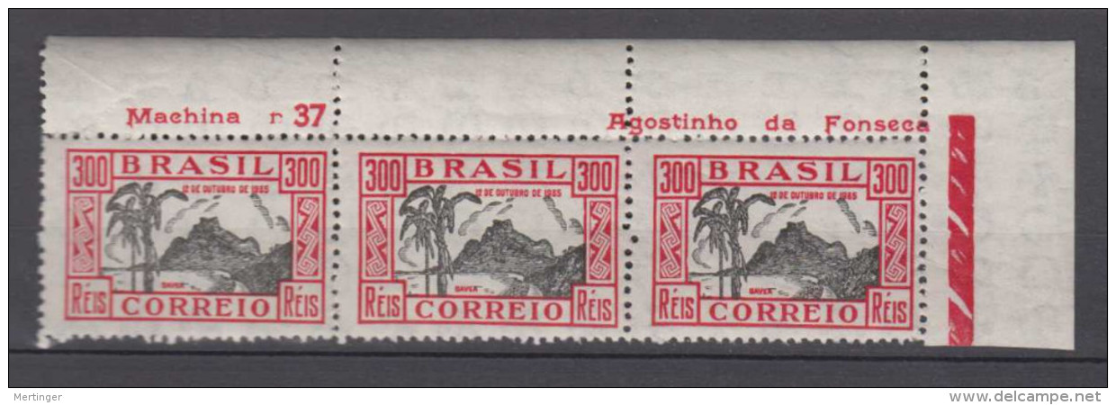 Brazil Brasil Mi# 438 ** MNH Corner Strip Of 3 Imprint  DIA DA CRIANCA 1935 - Unused Stamps