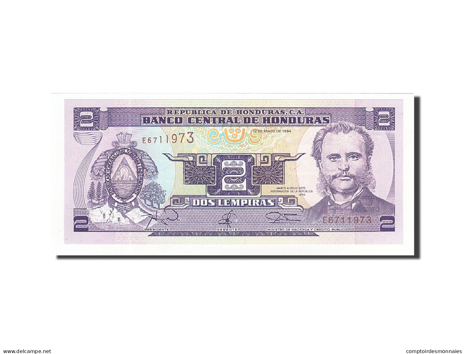 Billet, Honduras, 2 Lempiras, 1992-1993, 1994-05-12, KM:72c, NEUF - Honduras