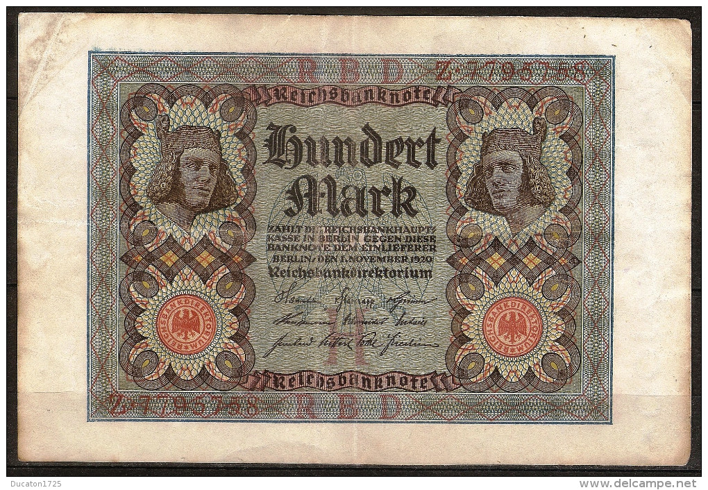 100 Mark, Reichsbanknote. (Berlin) 01/10/1920. Allemagne/Germany. - 10000 Mark