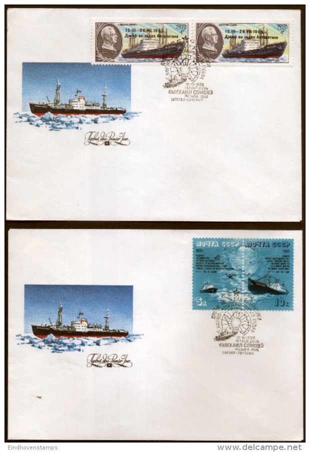 Arctic - Sovjet Issue On The Ship Michael  Somow In The Arctic Icepack & Rescue By The Ice-breaker Vladivostok, 1986 - Stations Scientifiques & Stations Dérivantes Arctiques