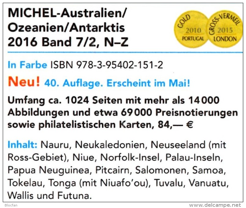 Australien Teil 2 MICHEL Katalog N-Z 2016 Neu 84€ Catalogue Australia Oceanien Zealand Niue Norfolk Palau Tonga Tuvalu - Alemán